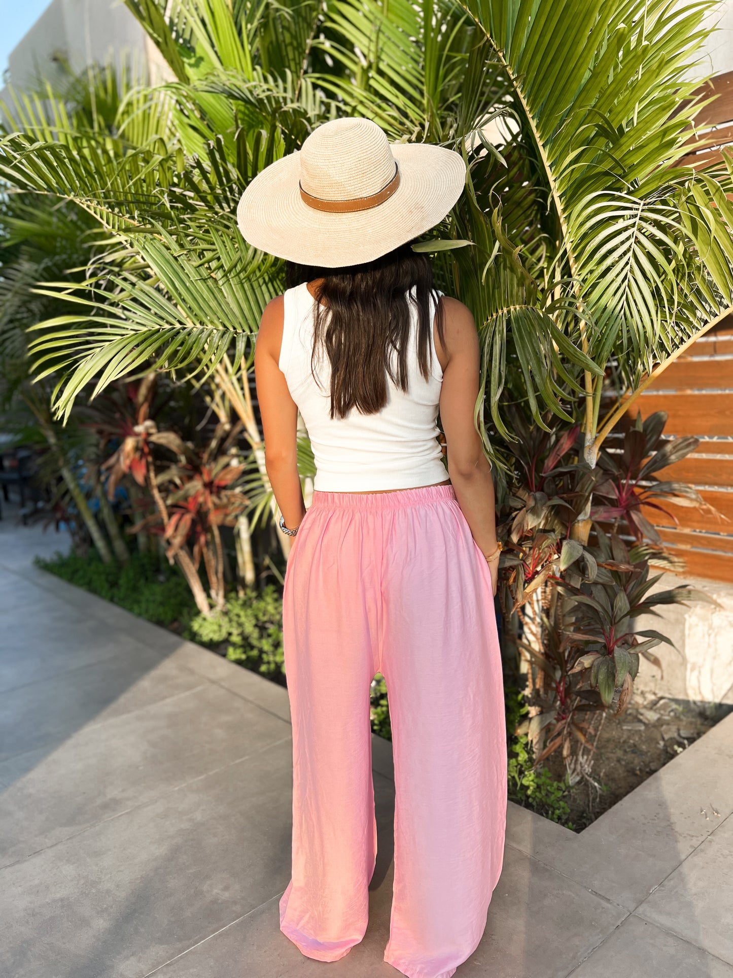 Light pink linen pants