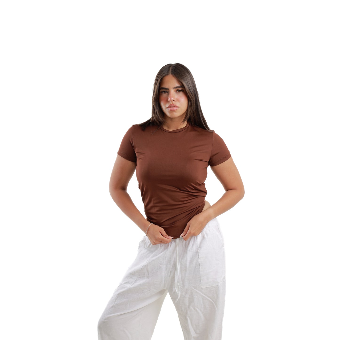 Brown basic top