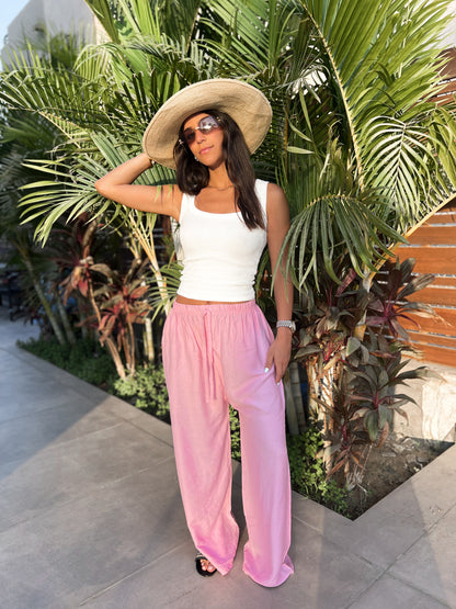Light pink linen pants