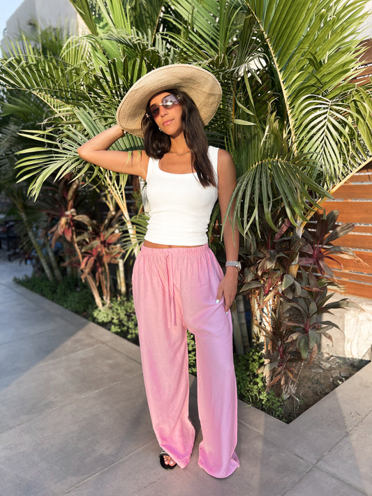 Light pink linen pants