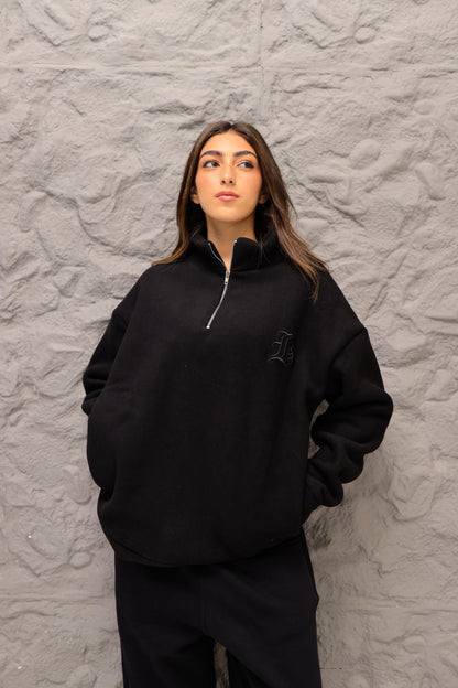 Black polar fleece jumper