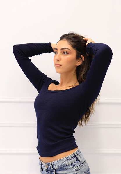 Navy long sleeve top