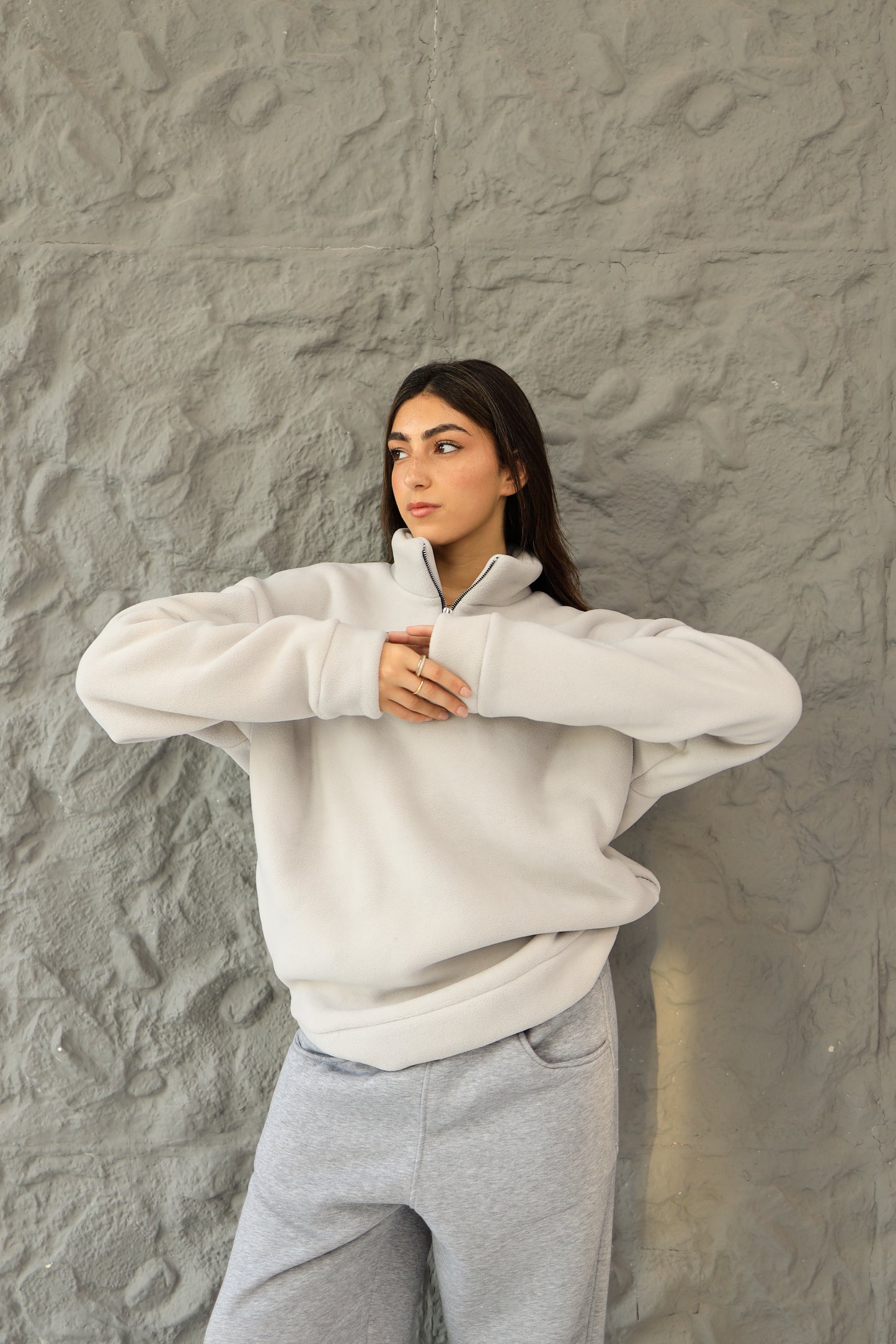 Light grey polar fleece jumper