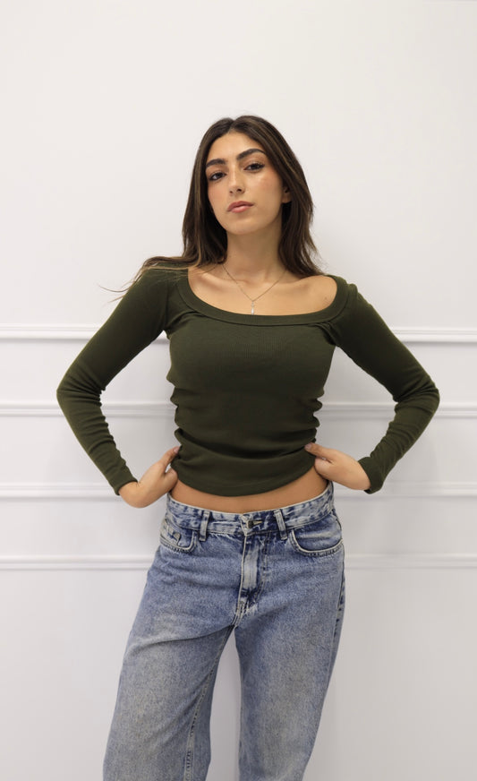 Olive long sleeve top