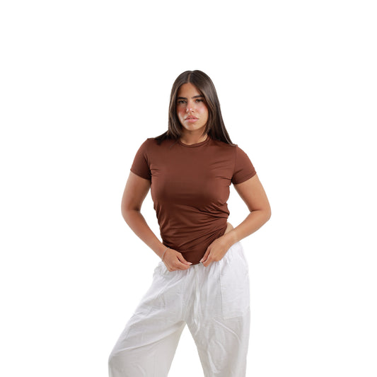 Brown basic top
