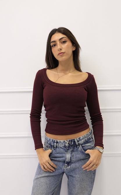 Burgundy long sleeve top