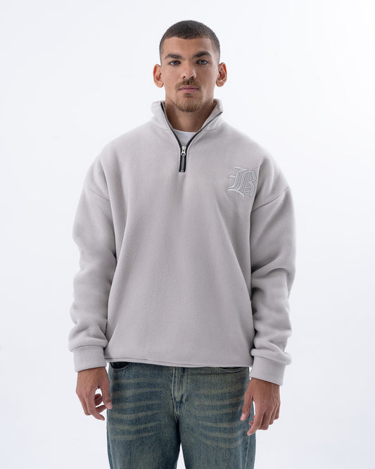 Grey Zip-Up Polar Fleece Jumper