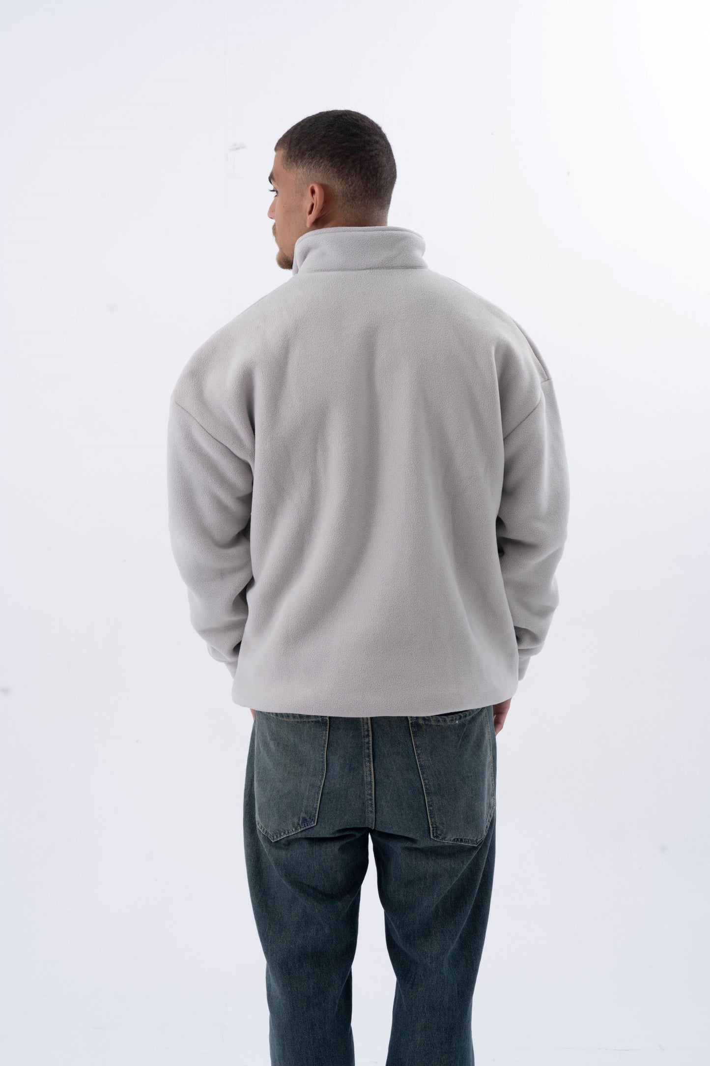 Grey Zip-Up Polar Fleece Jumper