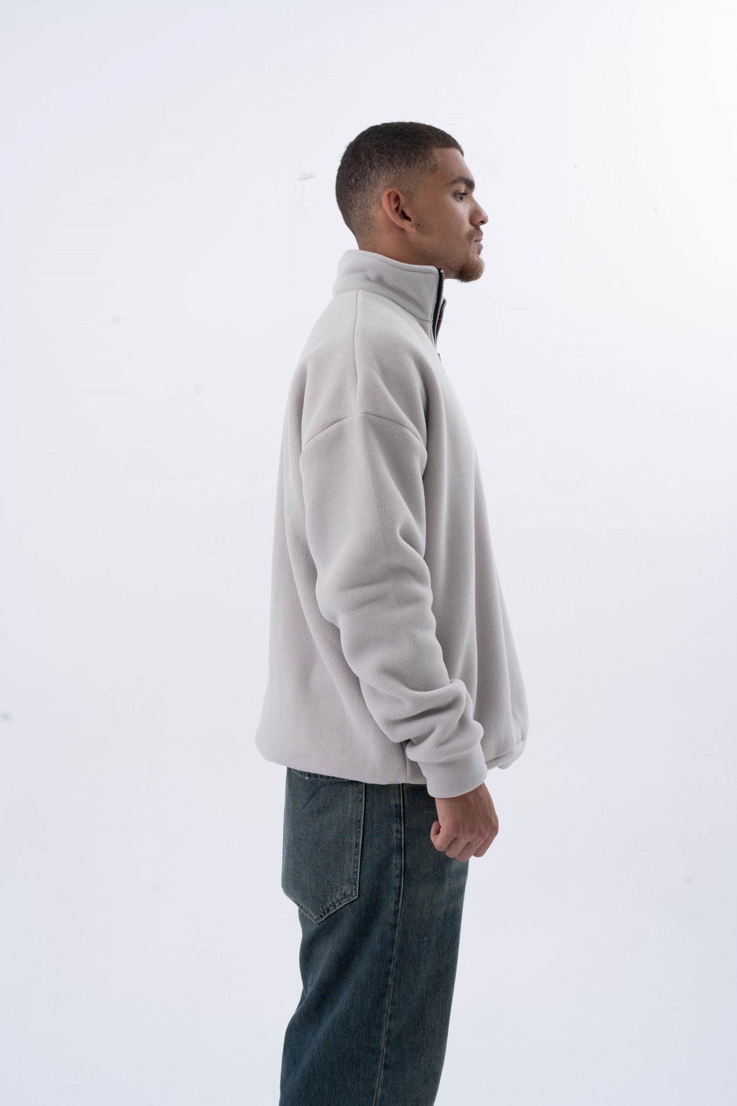 Grey Zip-Up Polar Fleece Jumper