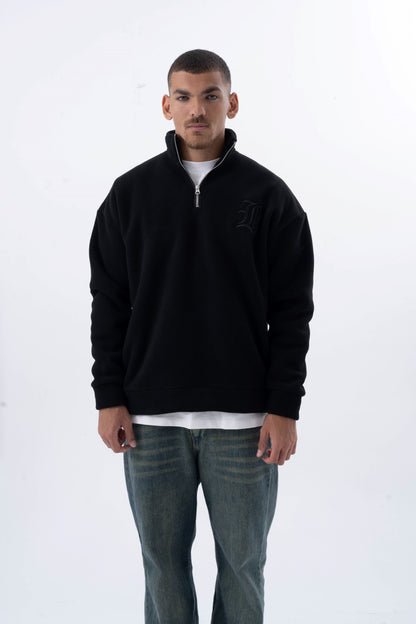 Black Zip-Up Polar Fleece Jumper