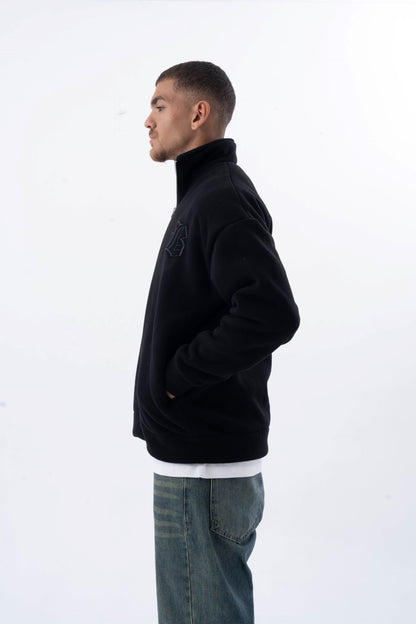 Black Zip-Up Polar Fleece Jumper