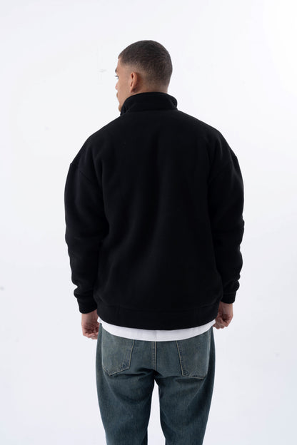 Black Zip-Up Polar Fleece Jumper